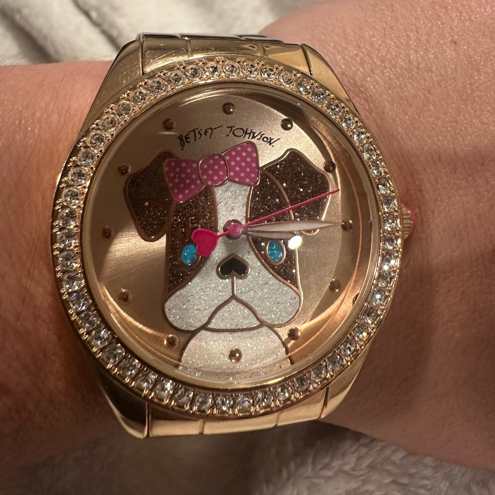Betsey Johnson Rose gold bulldog watch